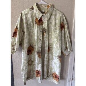 Campia Moda Hawaiian Shirt Men's Green Flowers Pineapples Shirt XXL